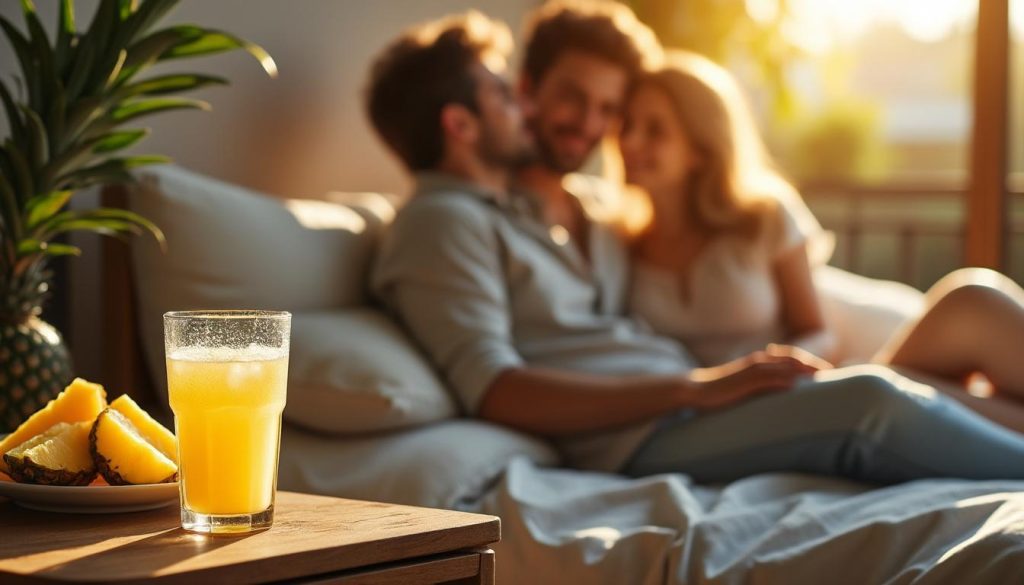 découvrez comment boire du jus d'ananas avant les rapports intimes peut améliorer l'expérience masculine en boostant la vigueur, la fraîcheur et la confiance.