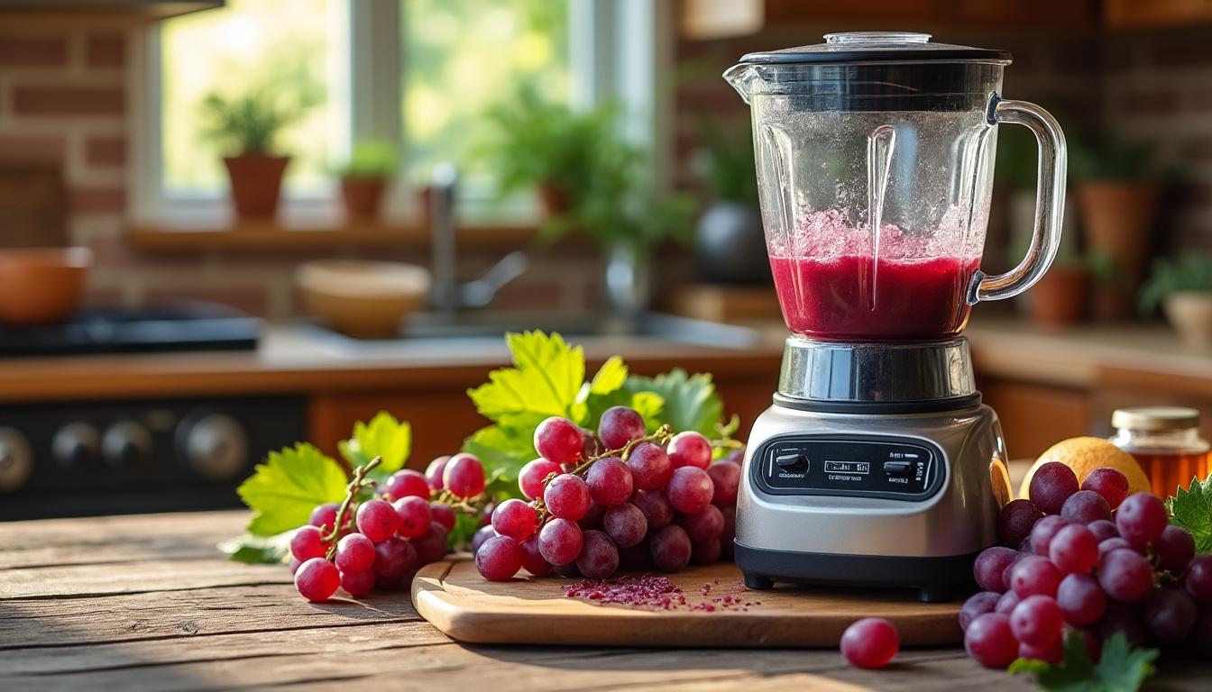 découvrez comment préparer facilement un délicieux jus de raisin maison à l'aide de votre blender, pour une boisson saine et fraîche en quelques minutes.