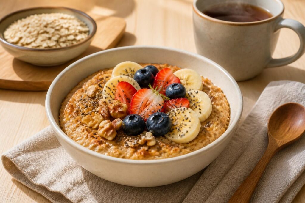 découvrez la recette rapide du bowl cake flocon d'avoine, un petit-déjeuner sain, gourmand et facile à préparer pour bien commencer la journée.