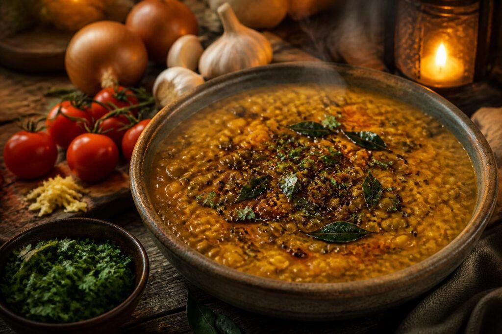 découvrez notre recette de dahl de lentilles vertes, un plat épicé et réconfortant parfait pour réchauffer vos soirées avec des saveurs authentiques.