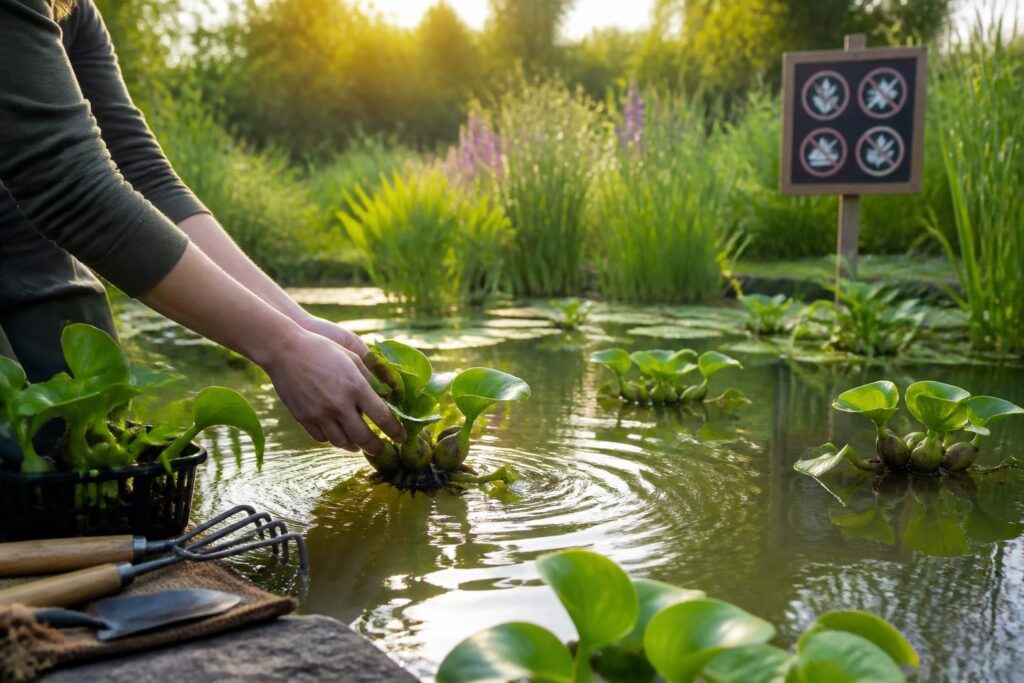 découvrez comment planter et entretenir l'hyacinthe d'eau dans votre bassin tout en respectant la réglementation en vigueur pour préserver l'écosystème aquatique.
