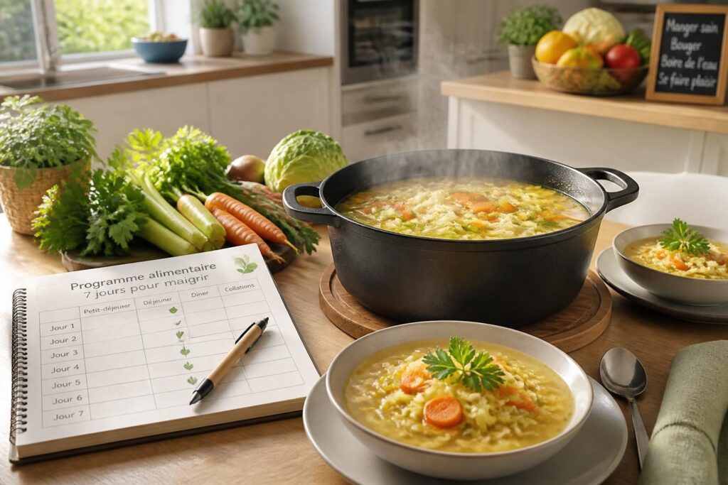 découvrez des recettes simples et savoureuses de soupe aux choux ainsi qu'un programme de 7 jours pour maigrir efficacement et retrouver la forme rapidement.