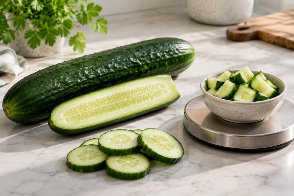 découvrez les calories du concombre pour 100 g et un concombre entier, ainsi que ses valeurs nutritionnelles et ses bienfaits.